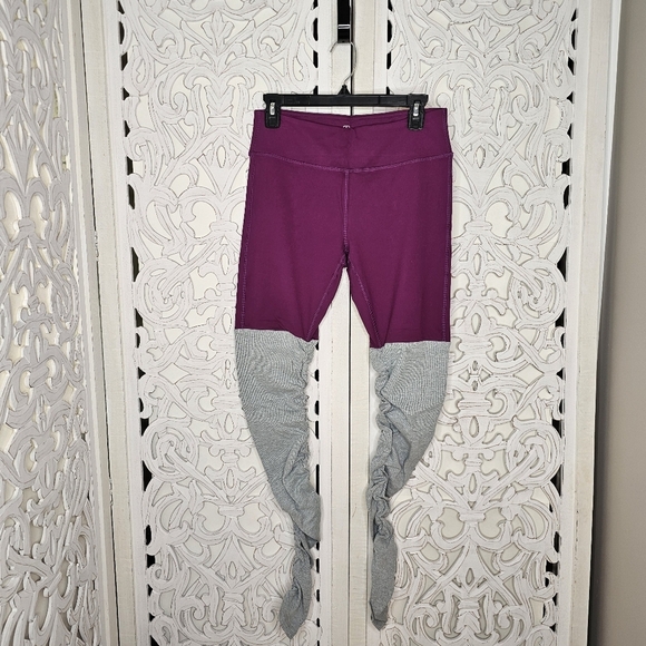 Namastetics Ballet Wrap Leggings Fuchia Gray Size L High Rise Scrunch Yoga Dance - Picture 2 of 9